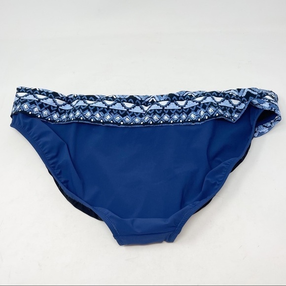 PROFILE BY GOTTEX Women’s Blue Fold Over Bikini Bottom Tribal Print Waistband - Picture 2 of 6
